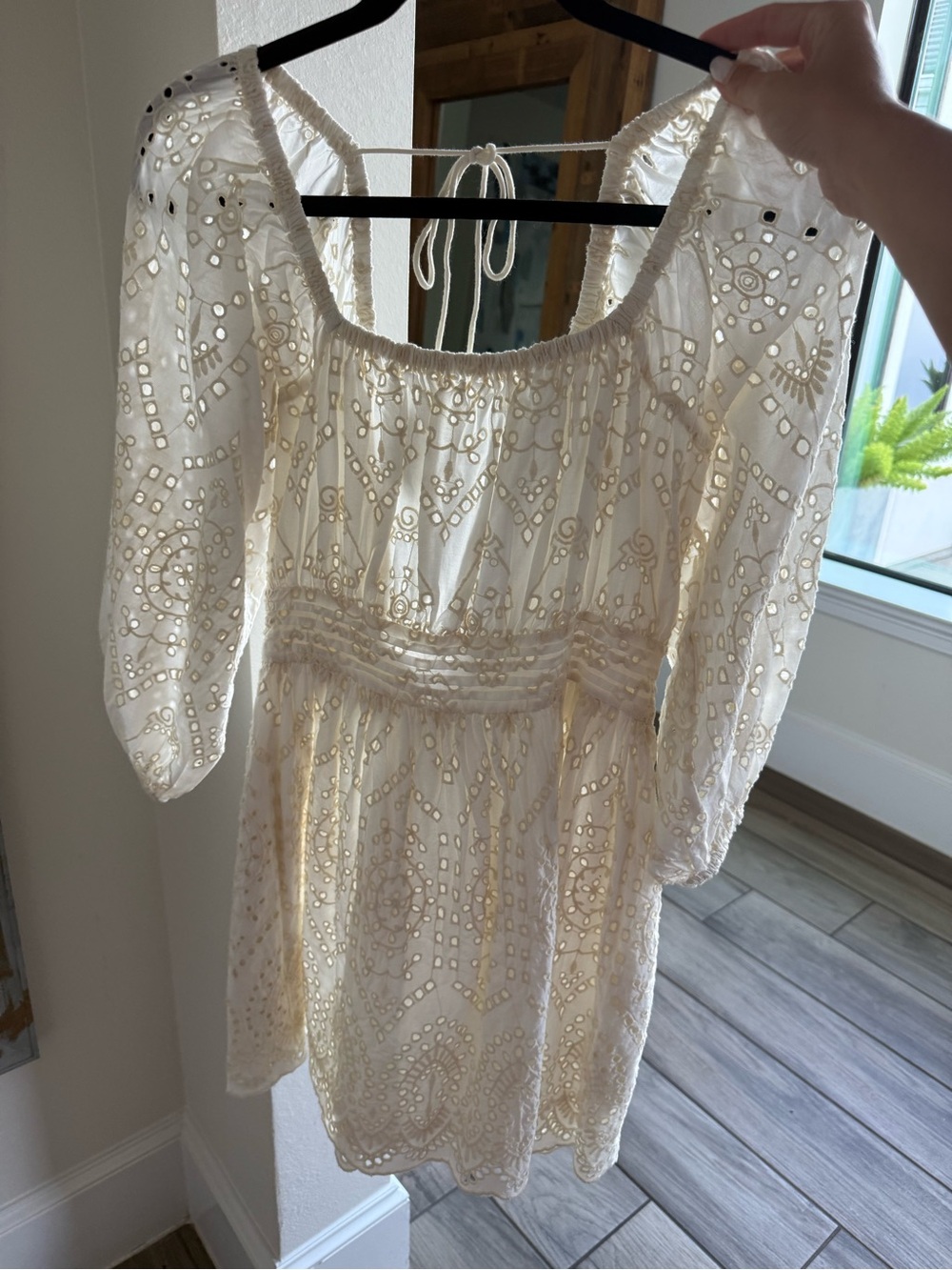 Cleobella Cream Eyelet Embroidered Mini Dress